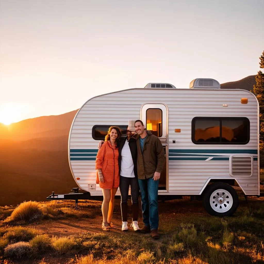 Couple Enjoying the View from their A-Line Trailer