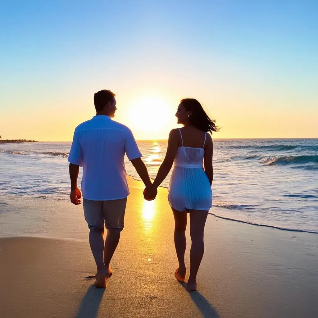 Couple enjoying a beach vacation