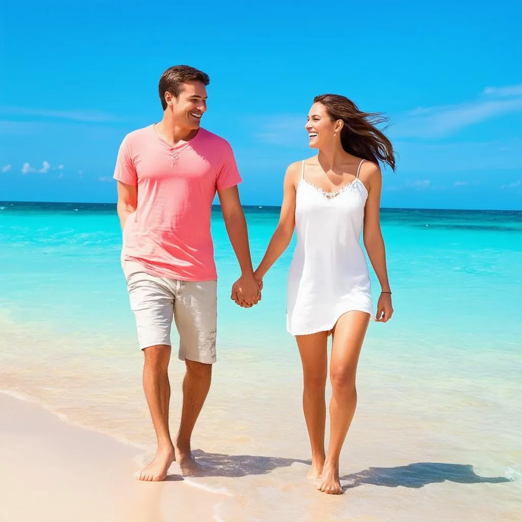 Couple Enjoying Beach Vacation