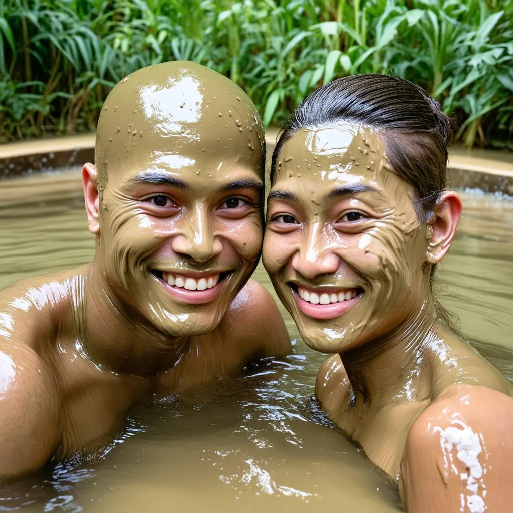 Couple Enjoying Mud Bath Binh Chau