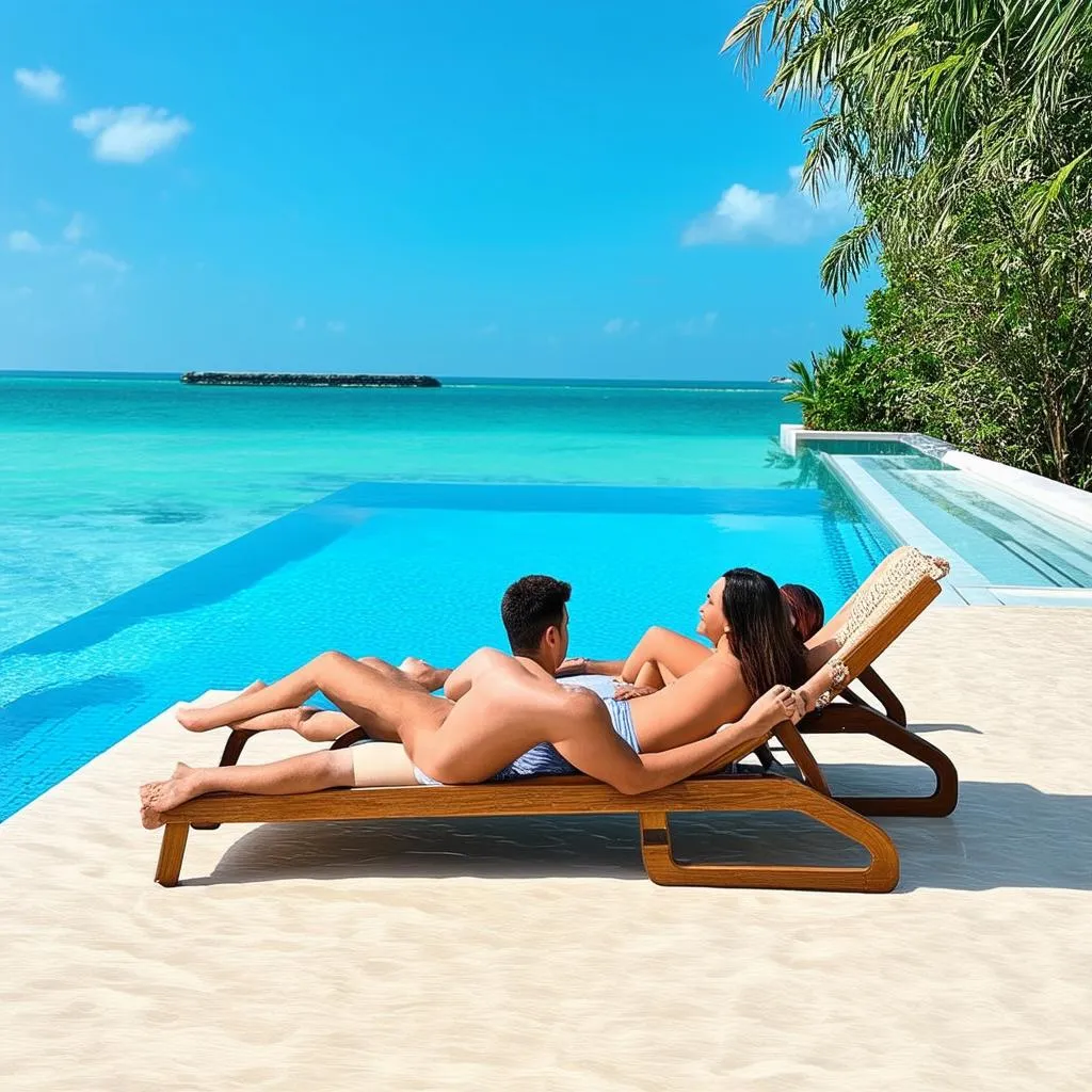 Couple enjoying the luxury resort in Phu Quoc