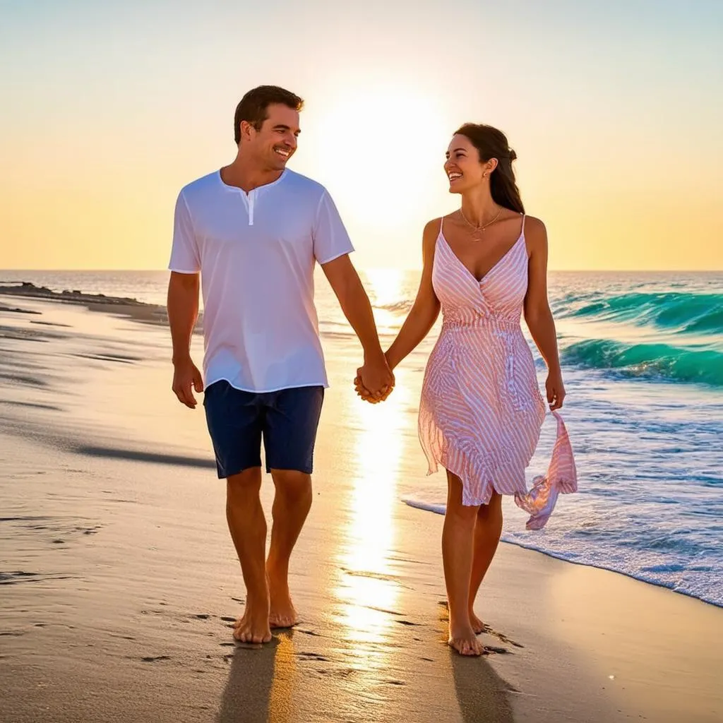 Couple enjoying a trip, knowing they have travel insurance.