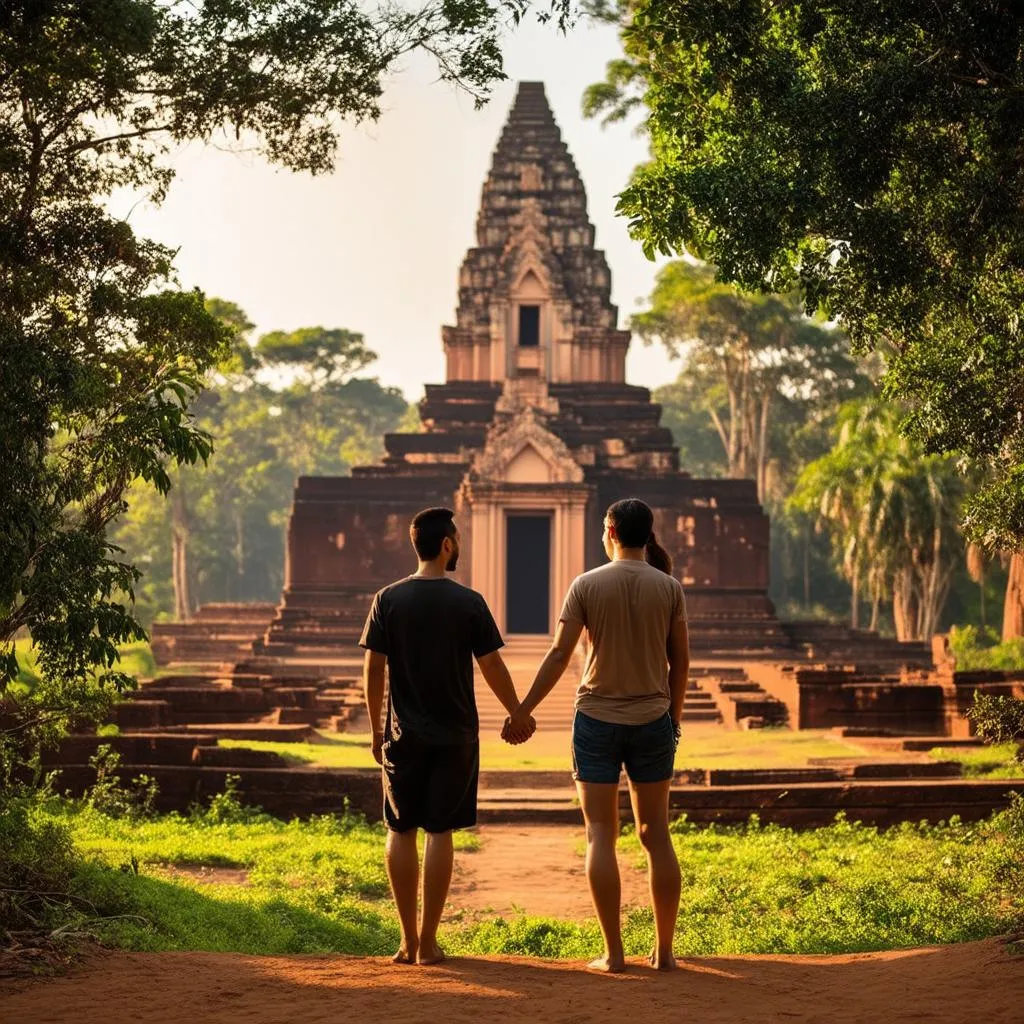 Couple Exploring Ancient Ruins