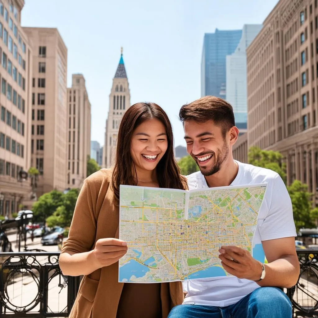 Couple Exploring with a Map