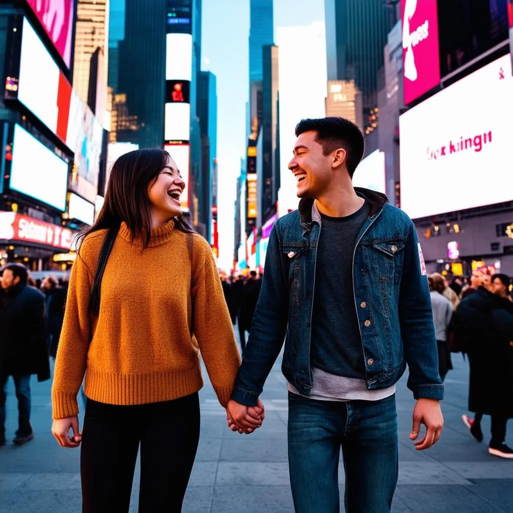 Couple Exploring Times Square