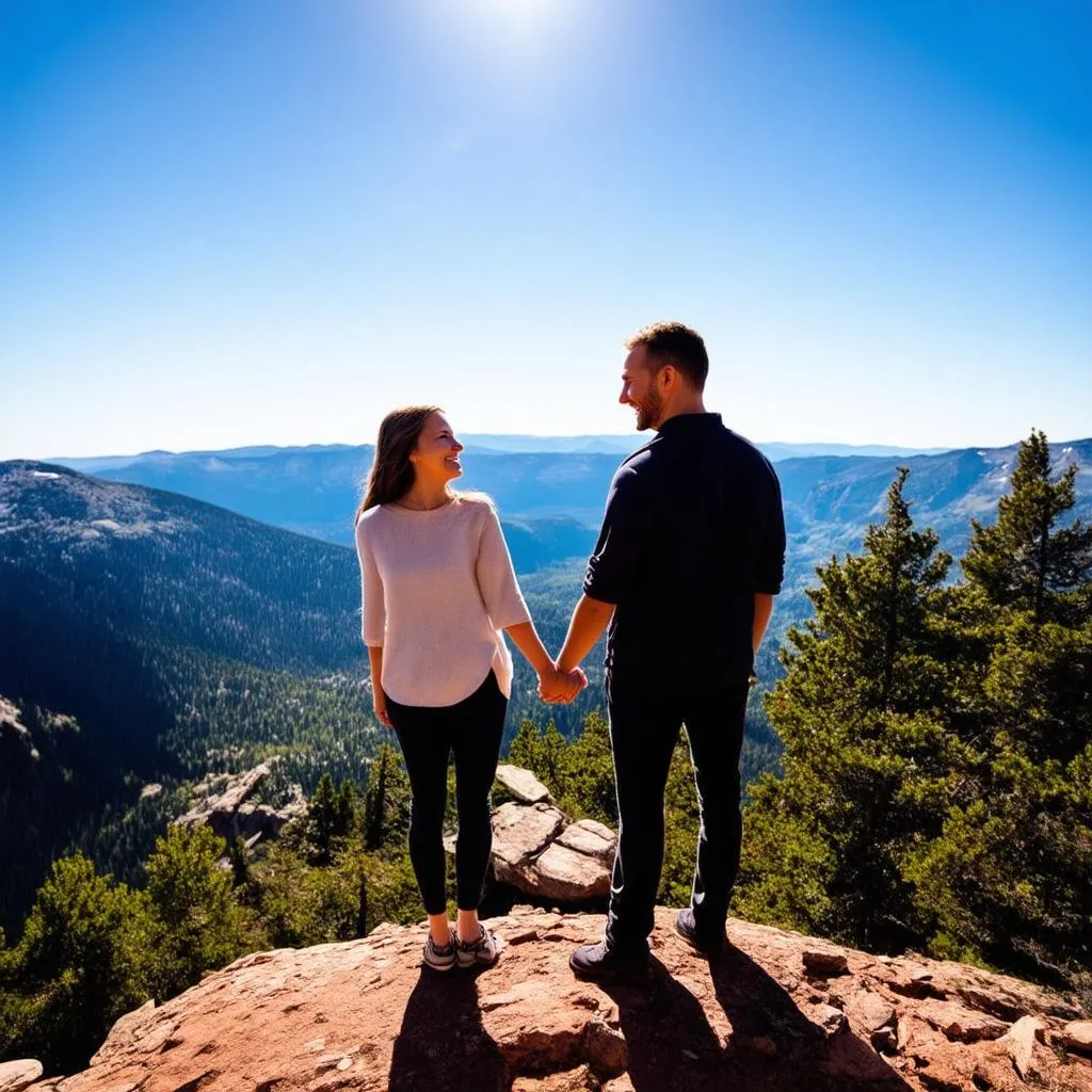 Couple Hiking on a Mountain