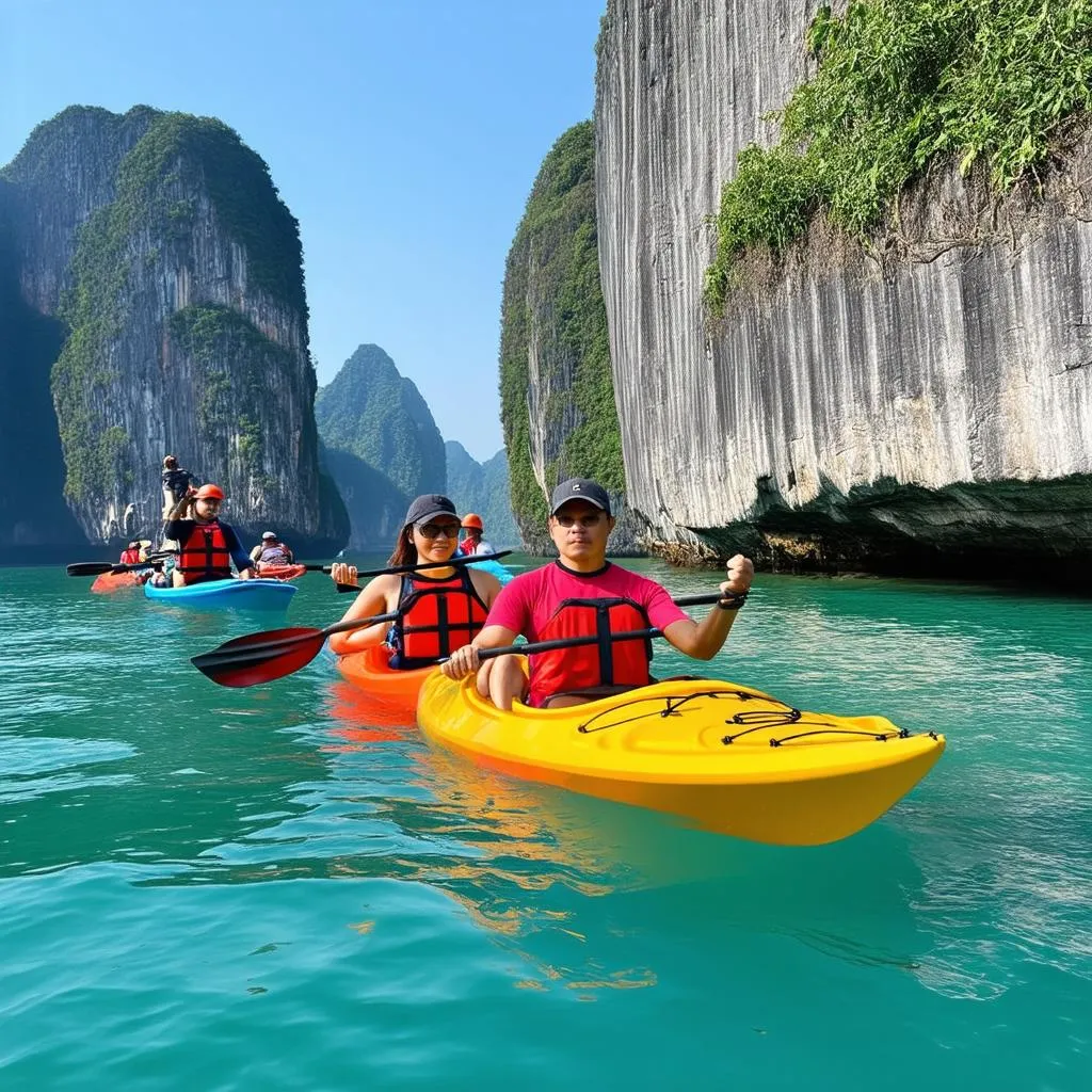 kayaking halong bay