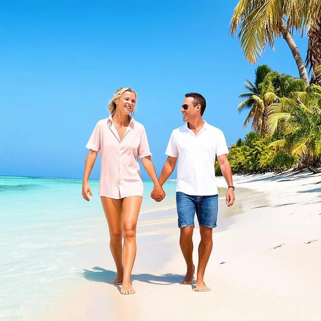 Couple Relaxing on Tropical Vacation