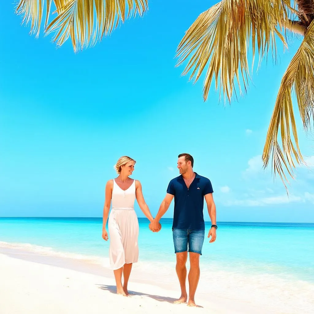 Couple enjoying a tropical getaway