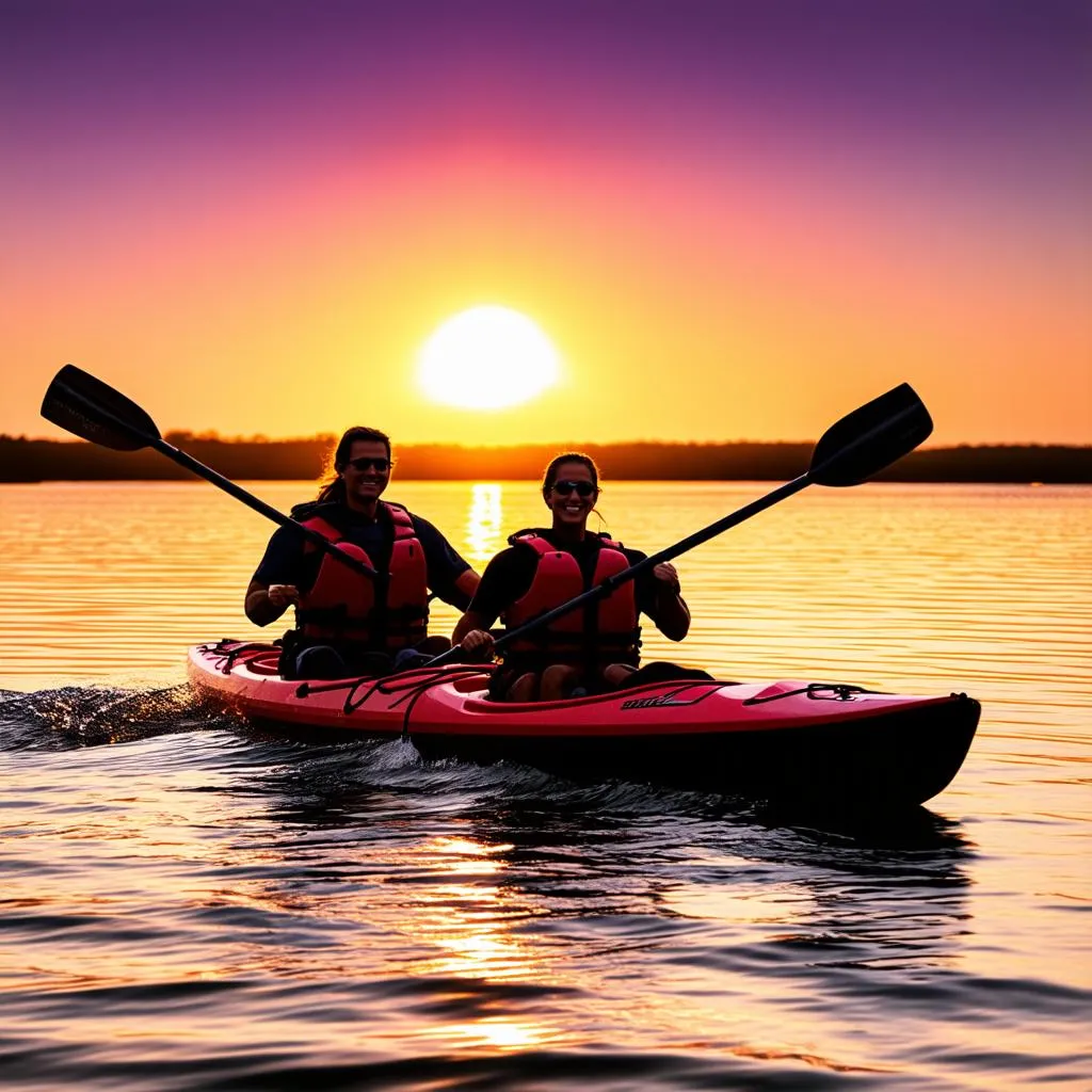 kayaking couple