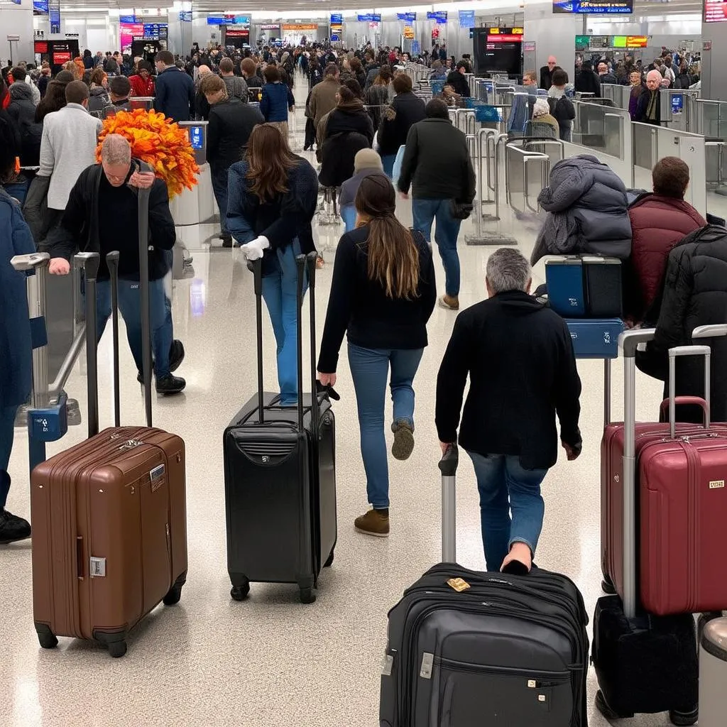 Crowded Airport Thanksgiving