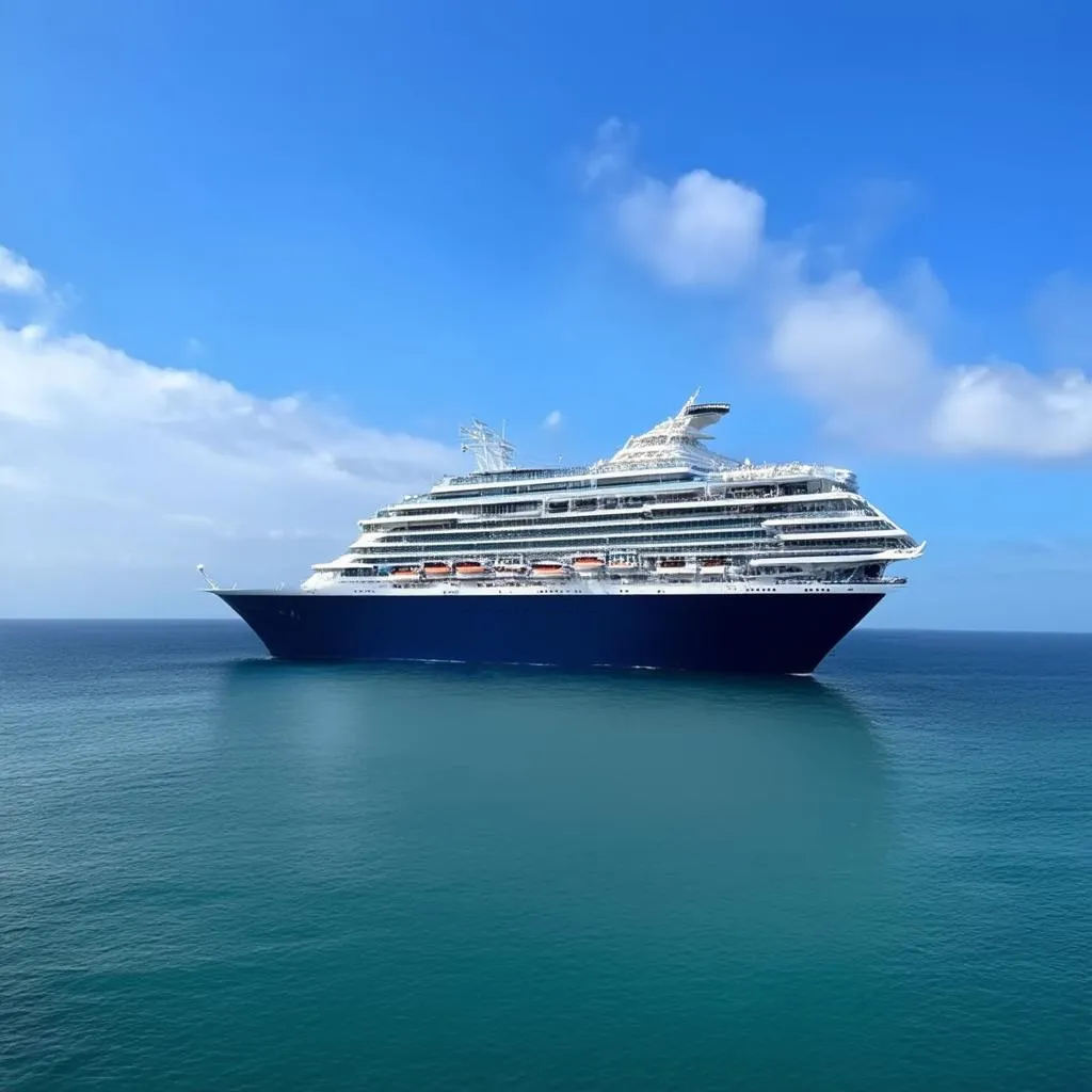 Cruise ship sailing on calm ocean