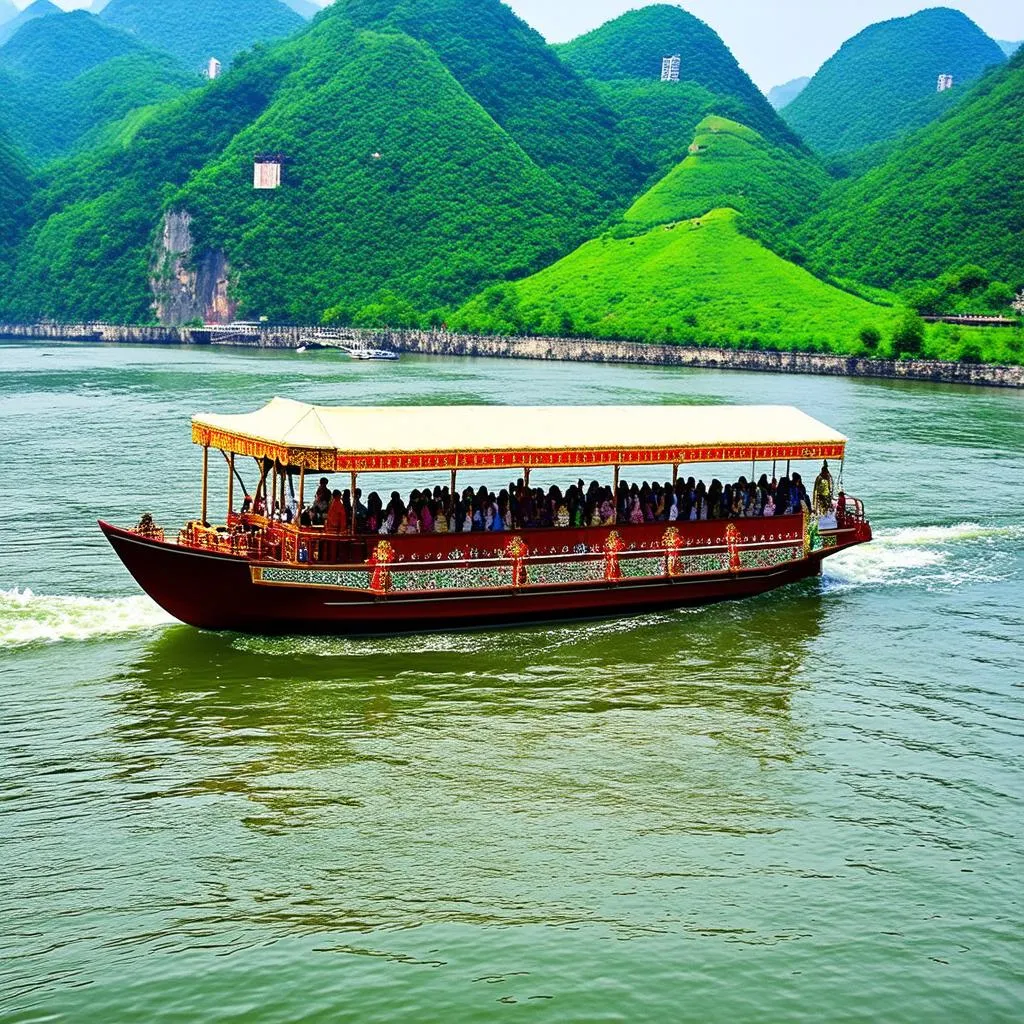 Tourists on a River Cruise on the Yangtze River