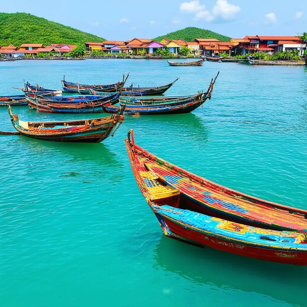 colorful fishing boats in Cu Lao Cham