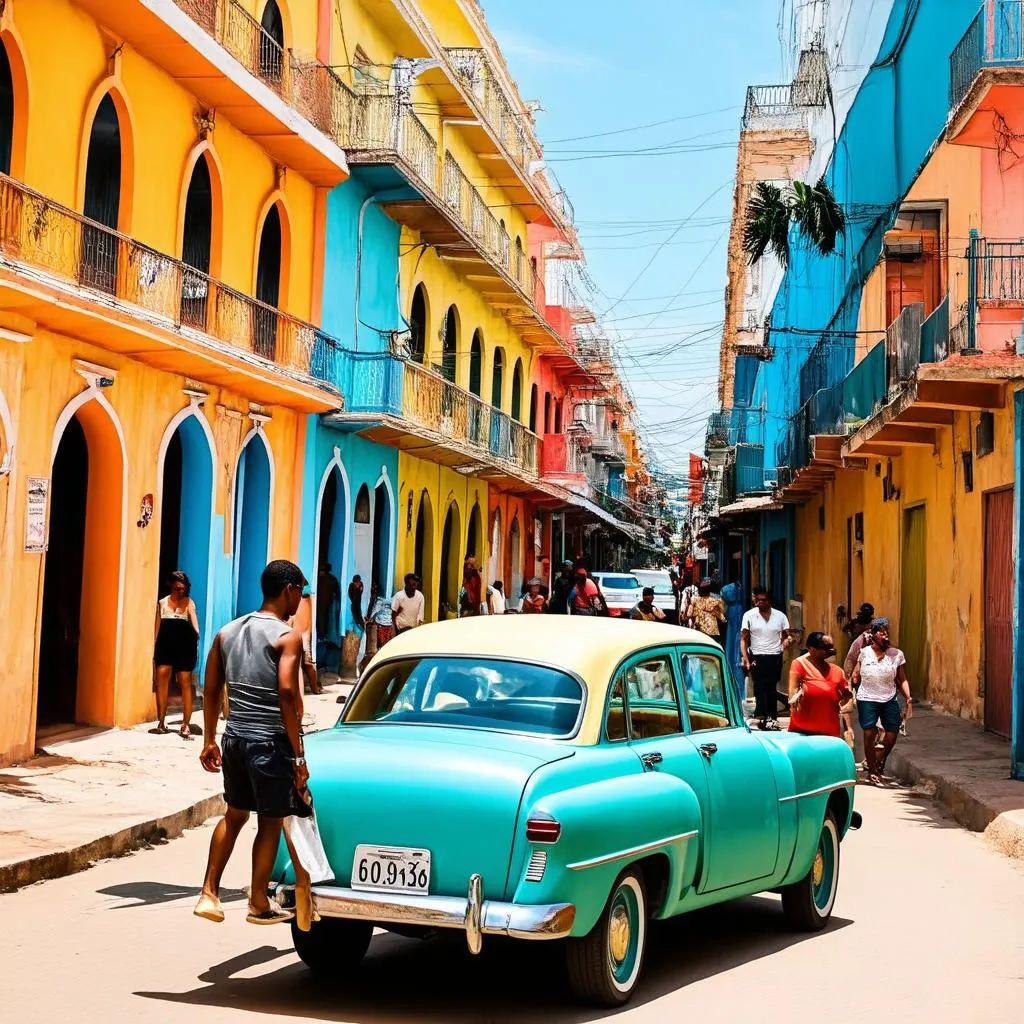 Vibrant Cuban Street Scene