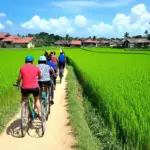 Cycling through rice paddies in Hue