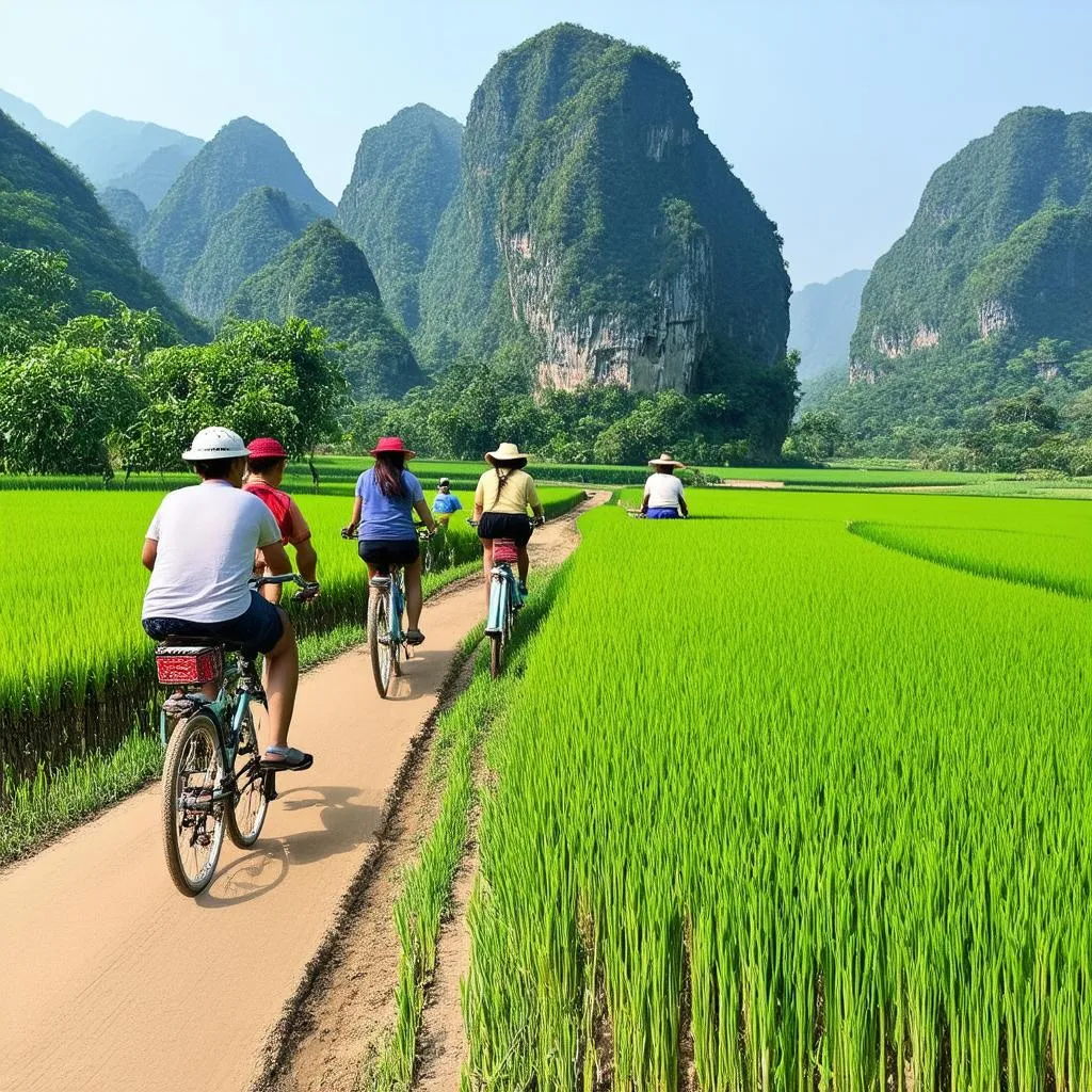 Cycling through the picturesque landscape