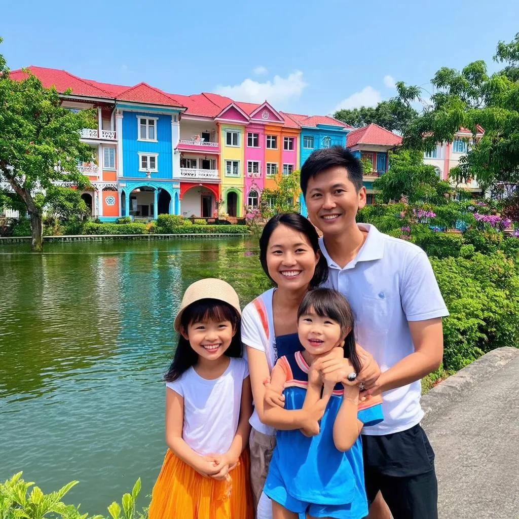 Family enjoying vacation in Da Lat 