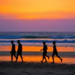 Da Nang beach at sunset