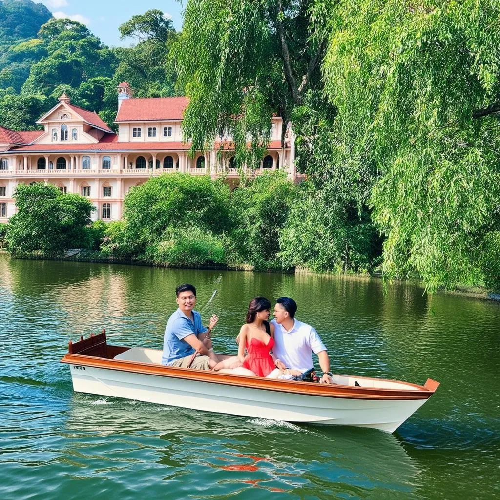 Couple on a boat in Da Lat