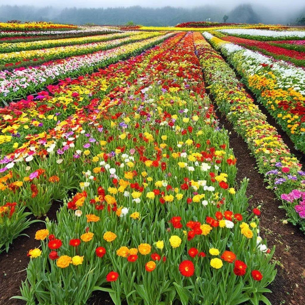 colorful flower beds