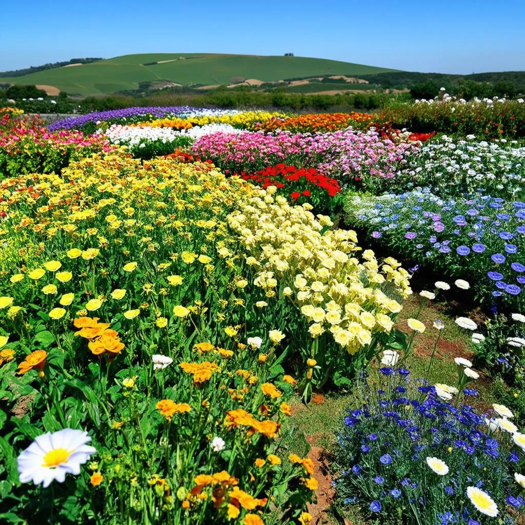 colorful flower gardens in dalat