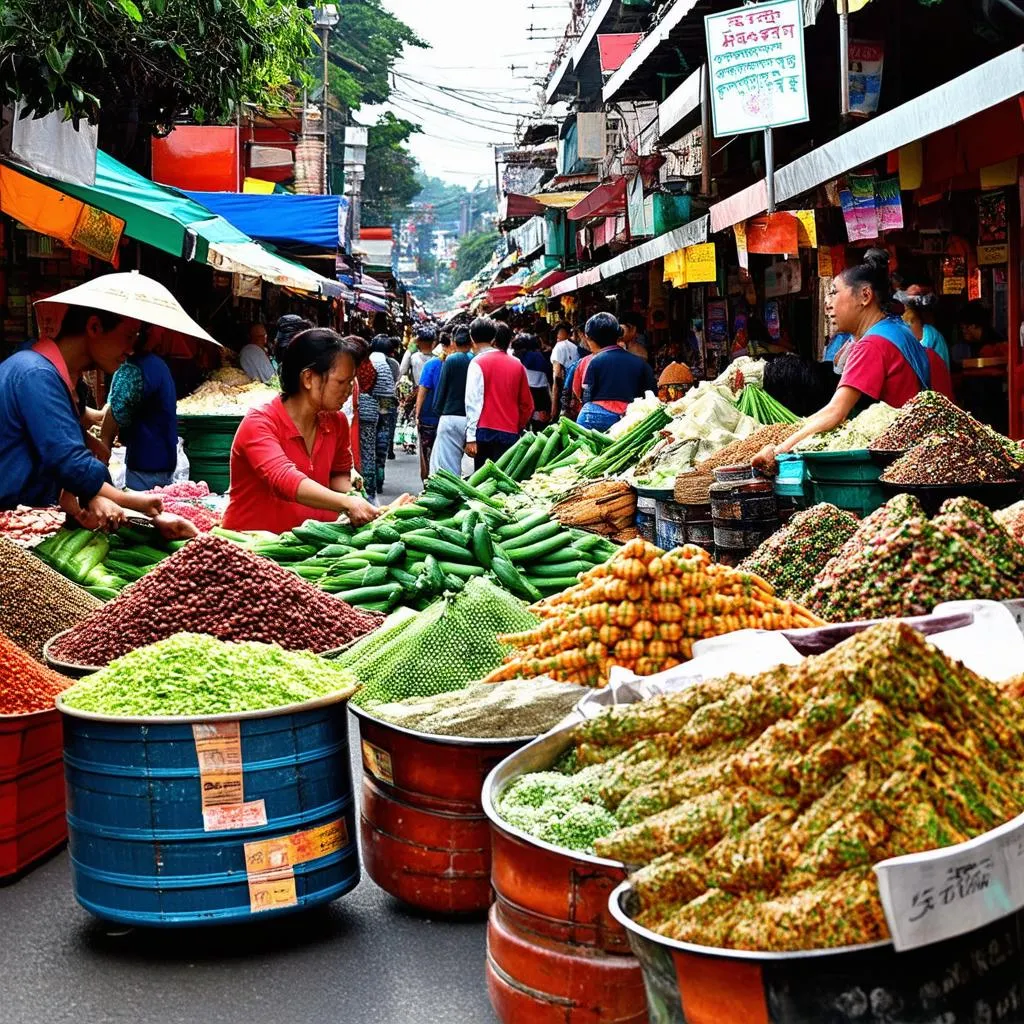 bustling market scene in Da Lat