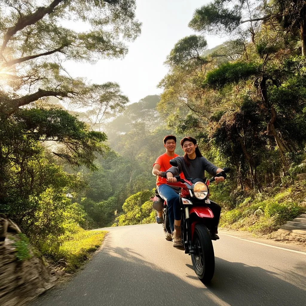 Motorbike Ride through Pine Forests