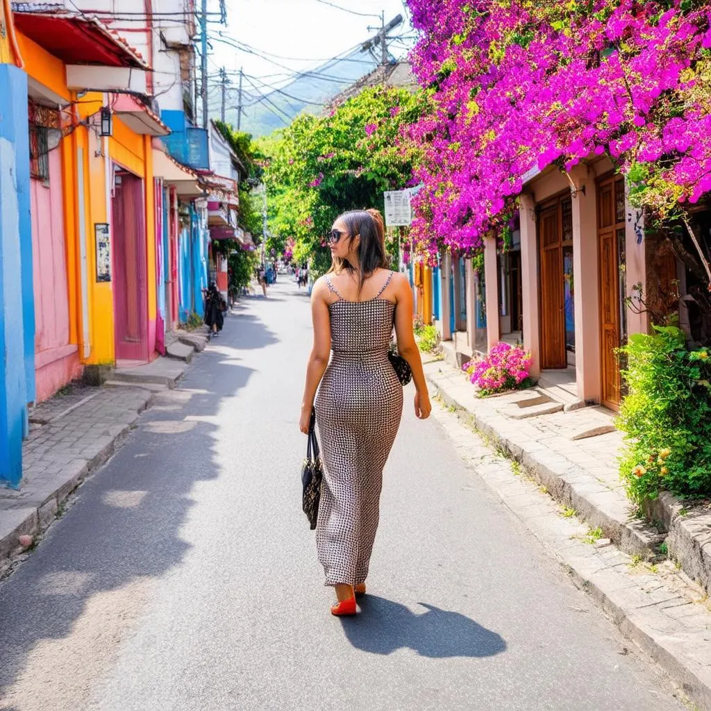 Woman walking in Da Lat