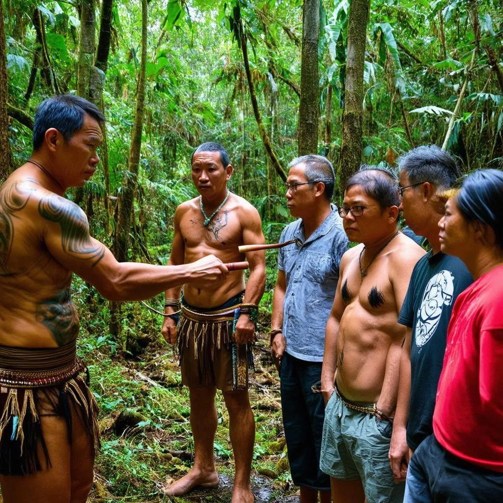 Dayak Guide in Borneo Rainforest