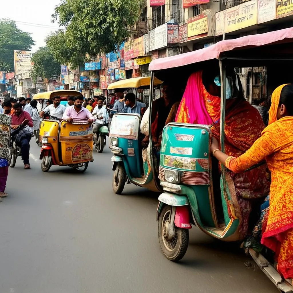 Busy street scene in Delhi