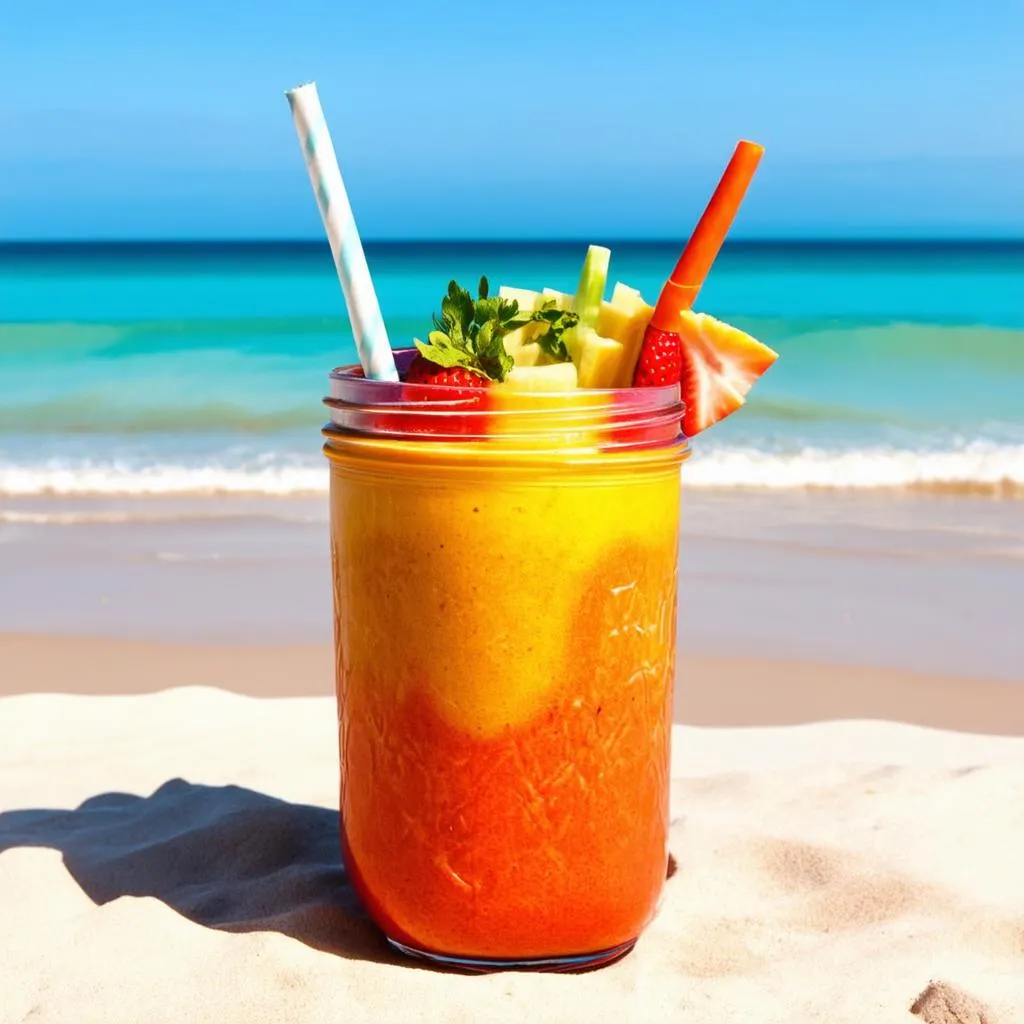 detox smoothie on the beach