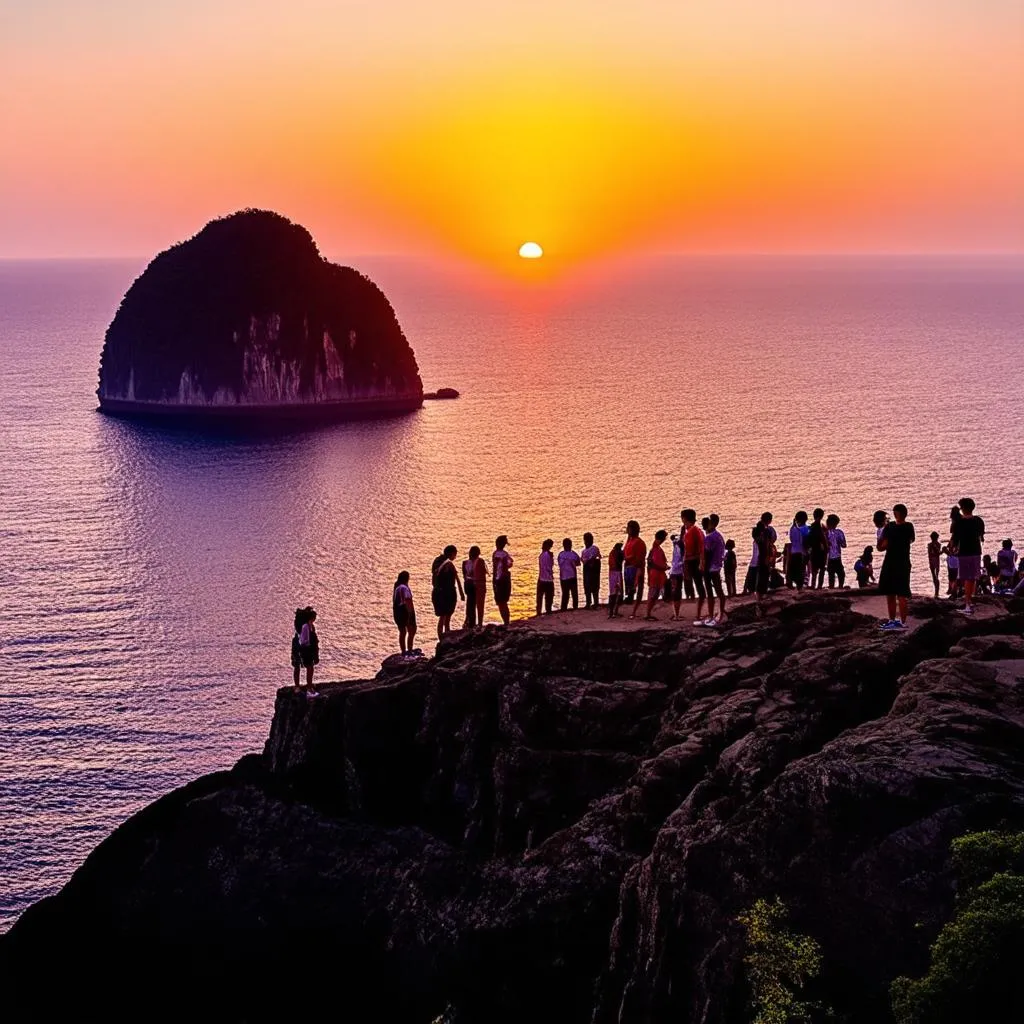 sunset at dinh cau rock