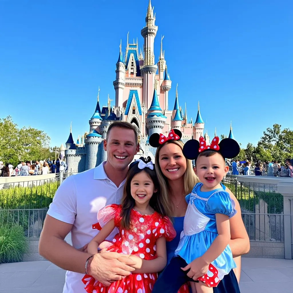 Family in front of Cinderella's Castle