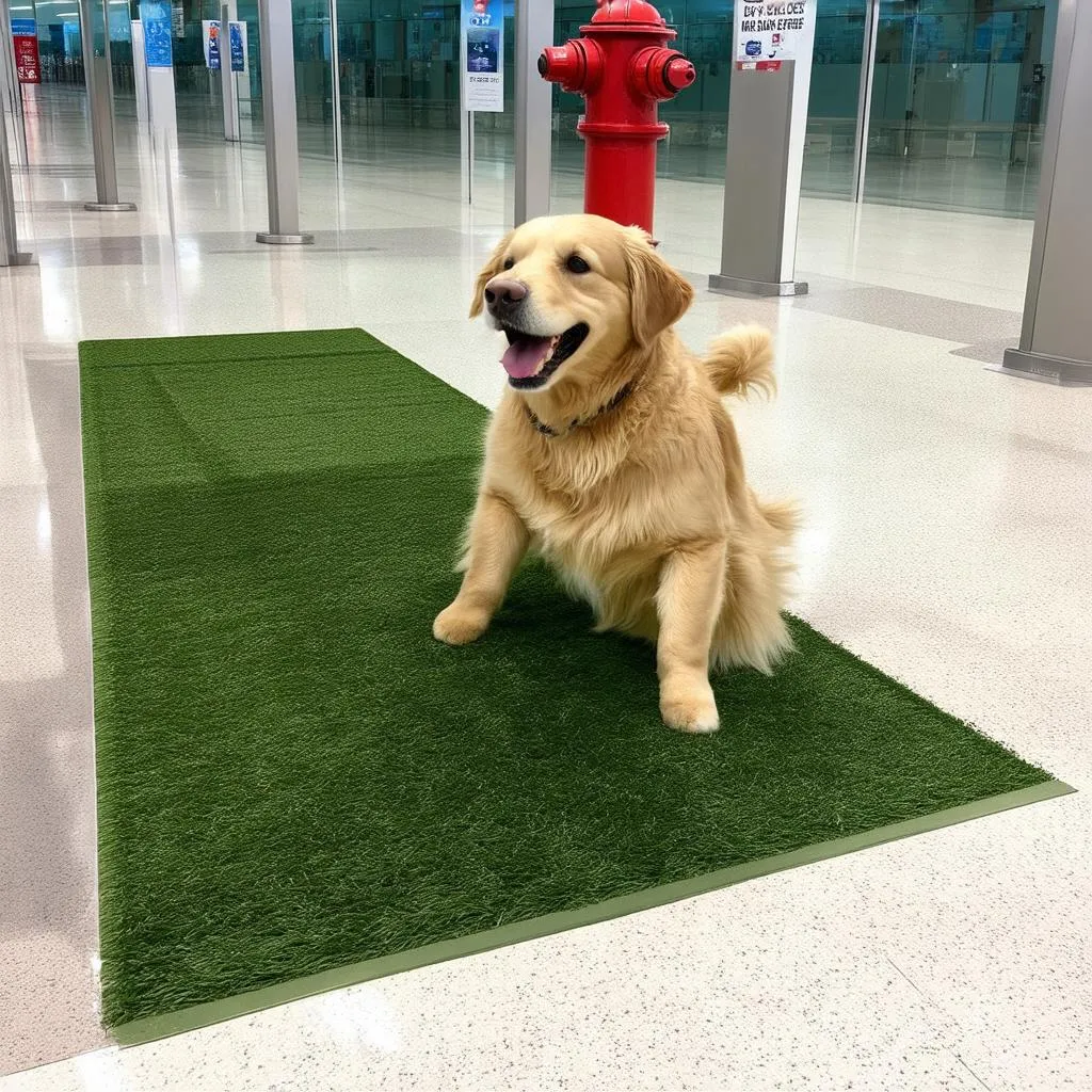 Dog at Airport Pet Relief Area