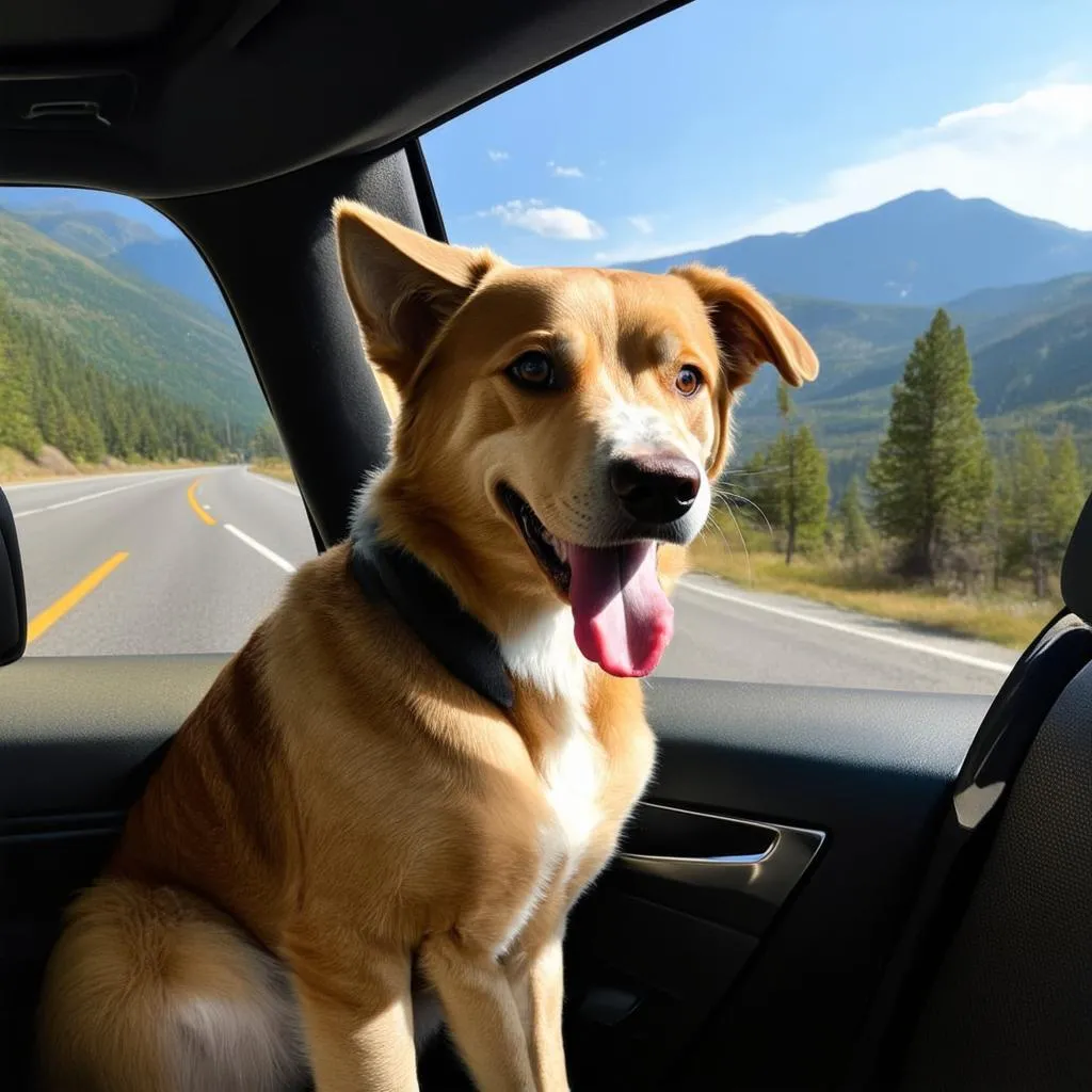 Dog on a car trip