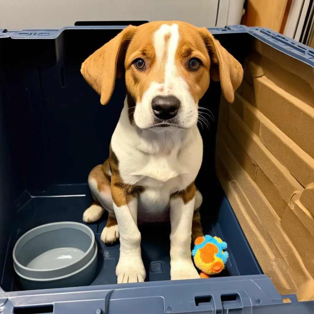 Dog in Airline Approved Crate