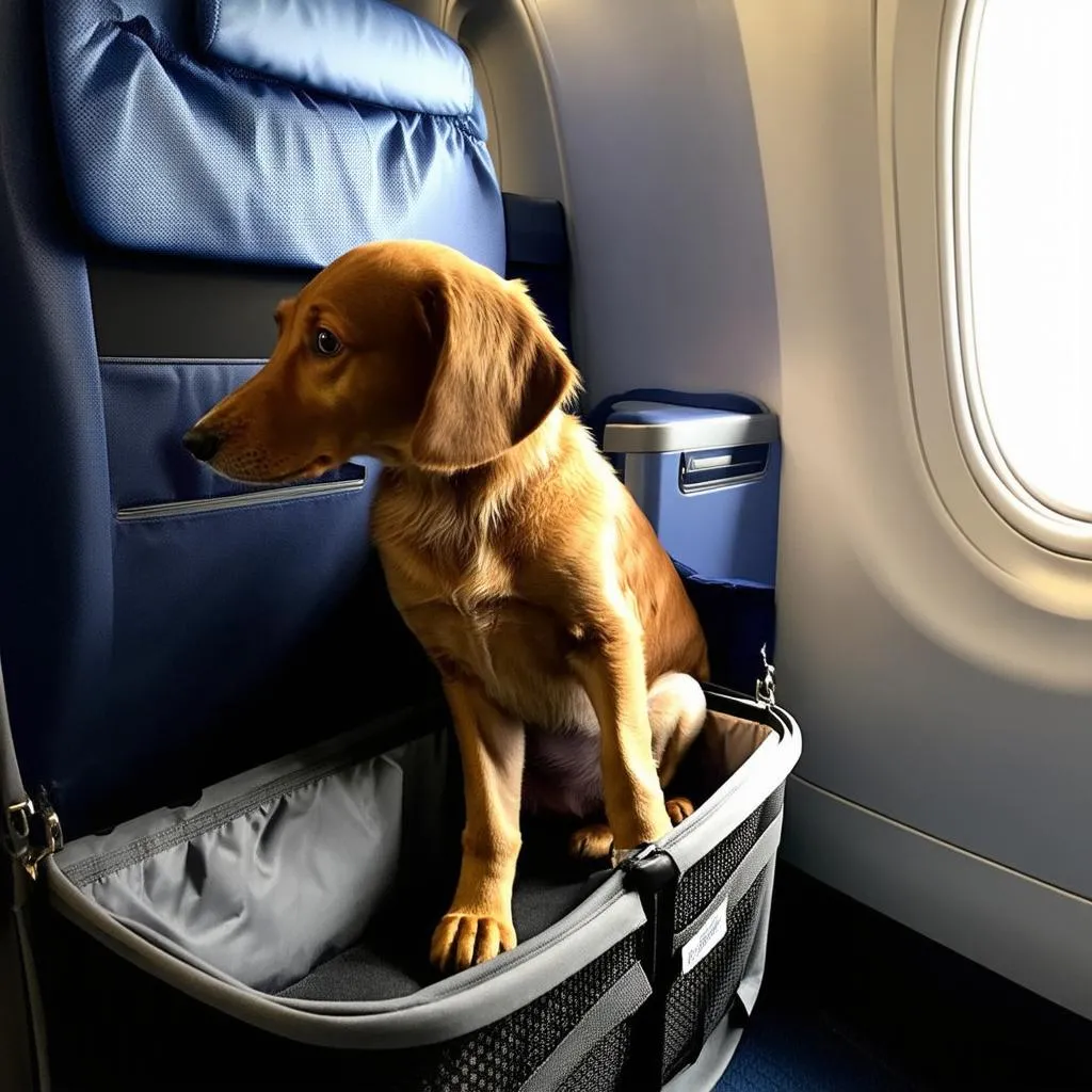 Dog traveling in cabin