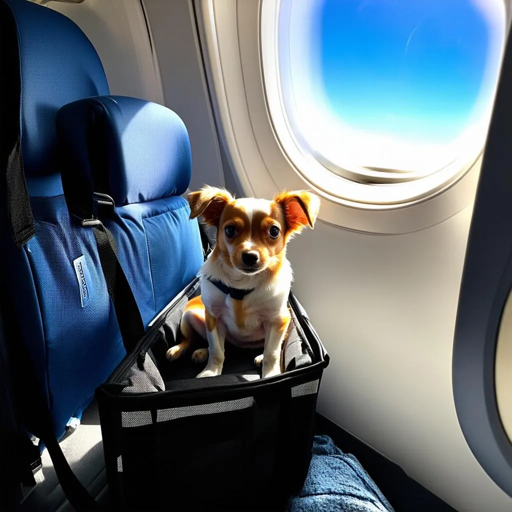 Dog in Carrier on Plane