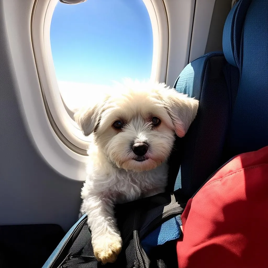 Dog Looking Out Airplane Window