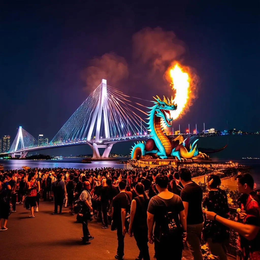 Dragon Bridge Fire Show