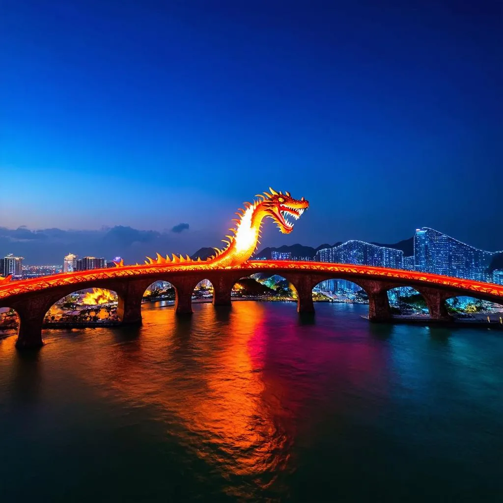 Da Nang Dragon Bridge Night