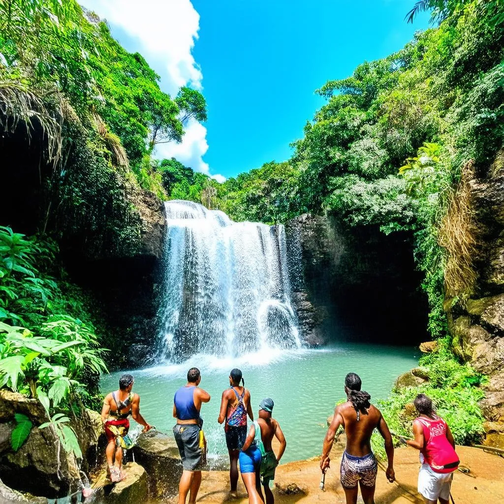 tourists-climbing-dunns-river-falls