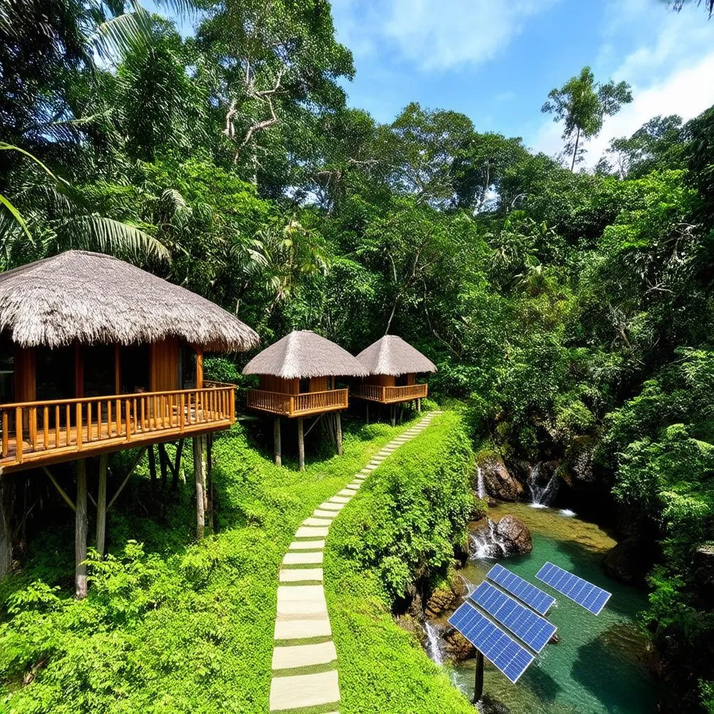 Sustainable resort nestled in a lush jungle