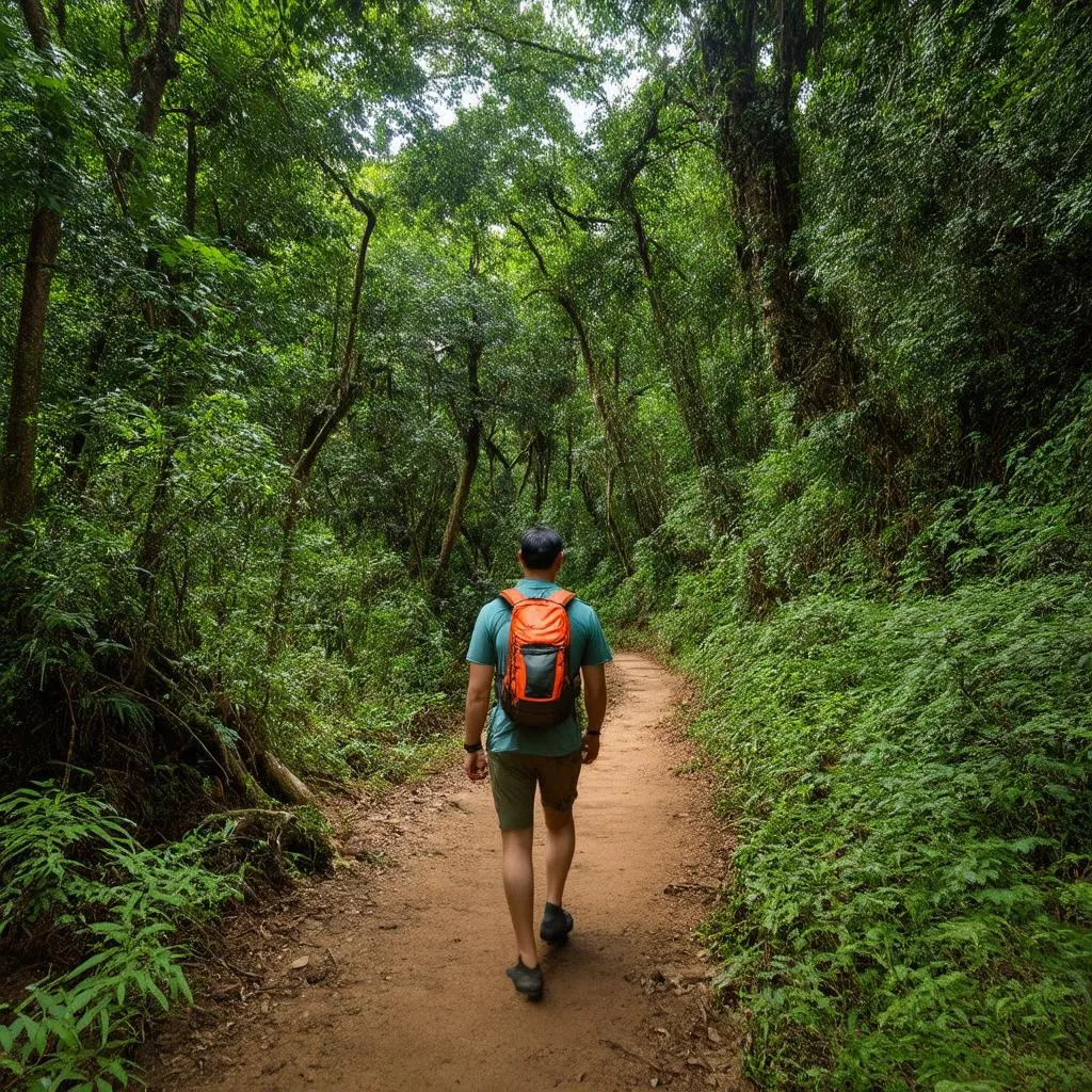 Ecotourist trekking in Cat Ba Island