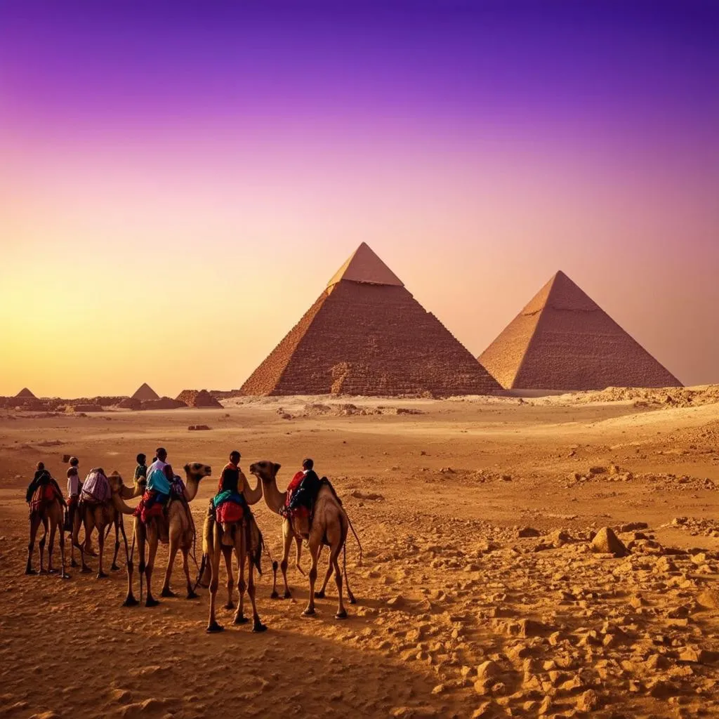 Giza Pyramids at Sunset