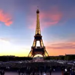 Eiffel Tower at sunset