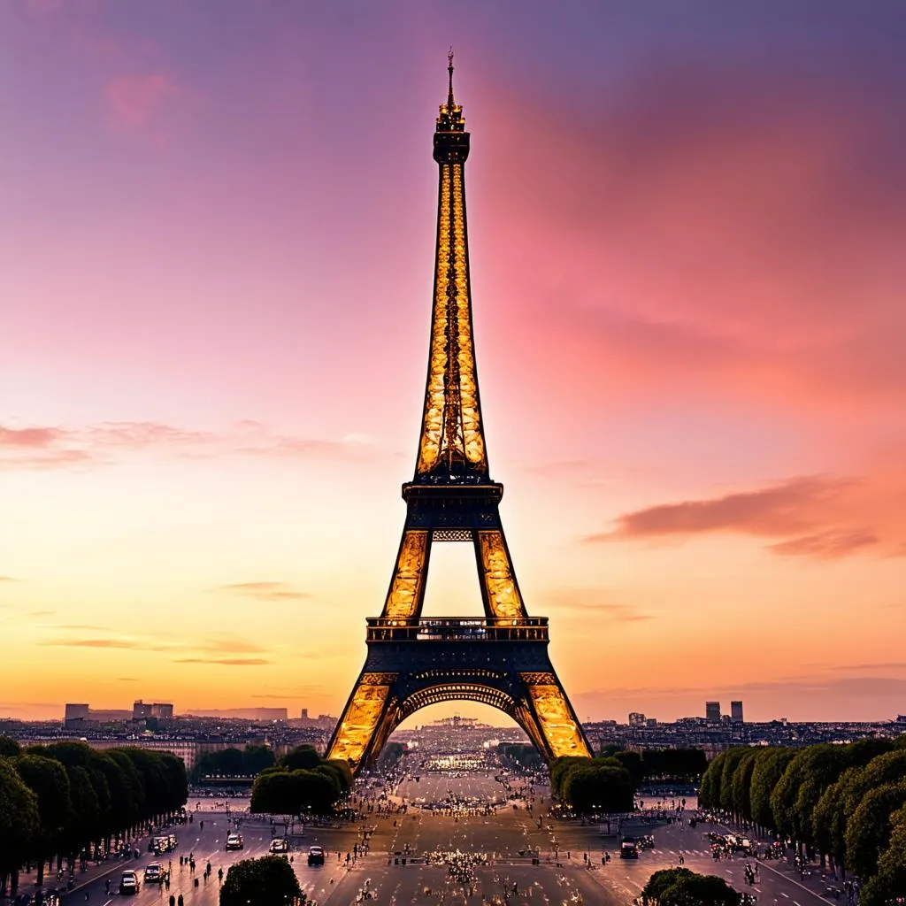 Eiffel Tower at sunset