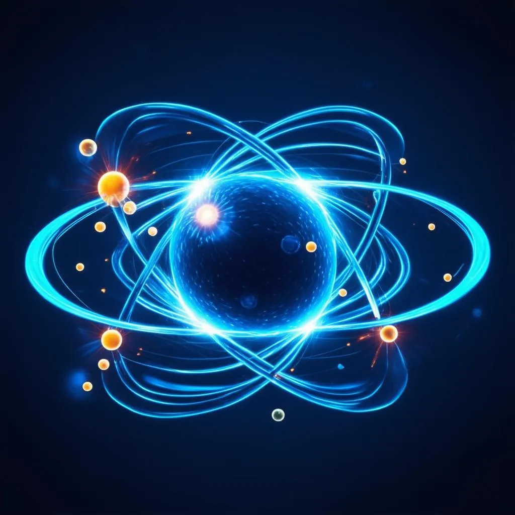 Electrons orbiting an atom