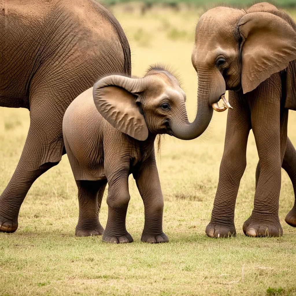 Elephant Calf with Herd